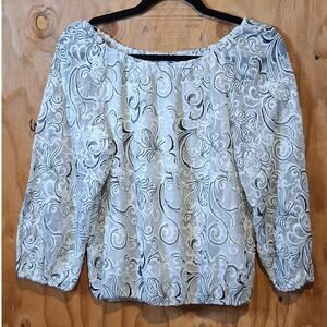 Alice + Olivia Sheer 100% Silk Blouse Women's Small Embroidered Lined Chiffon